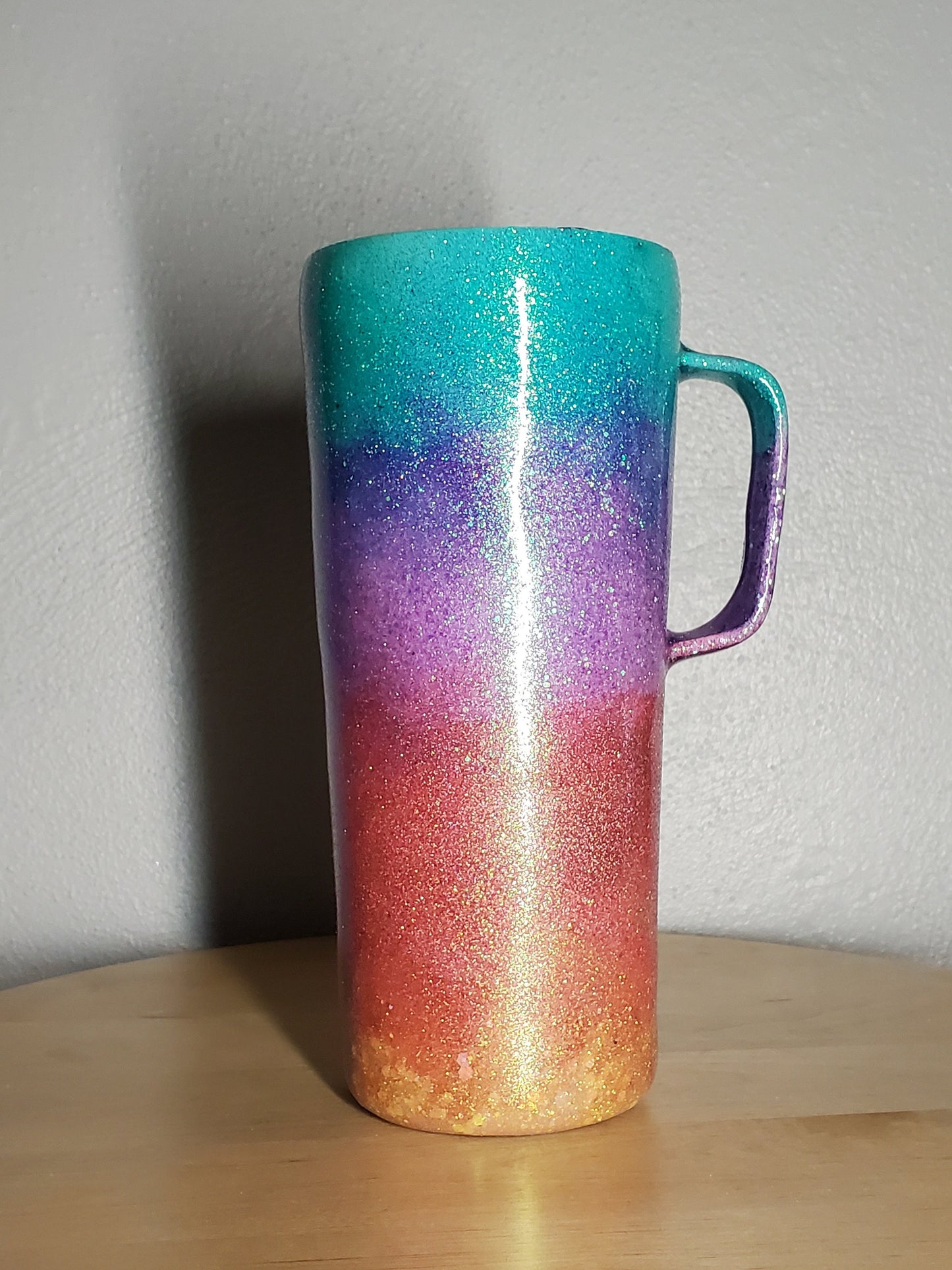 You Personalize Spillproof Pastel Sunset Sunrise Aqua Lavender Coral Ombre Glitter Tumbler Iron Flask Custom Personalized Tumbler Travel Mug