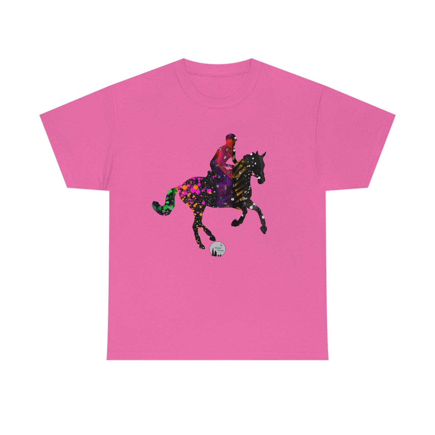 Neon Paint Splatter Eventing Horse Cross Country Horse English Edgy Cute Heavy Cotton Tee