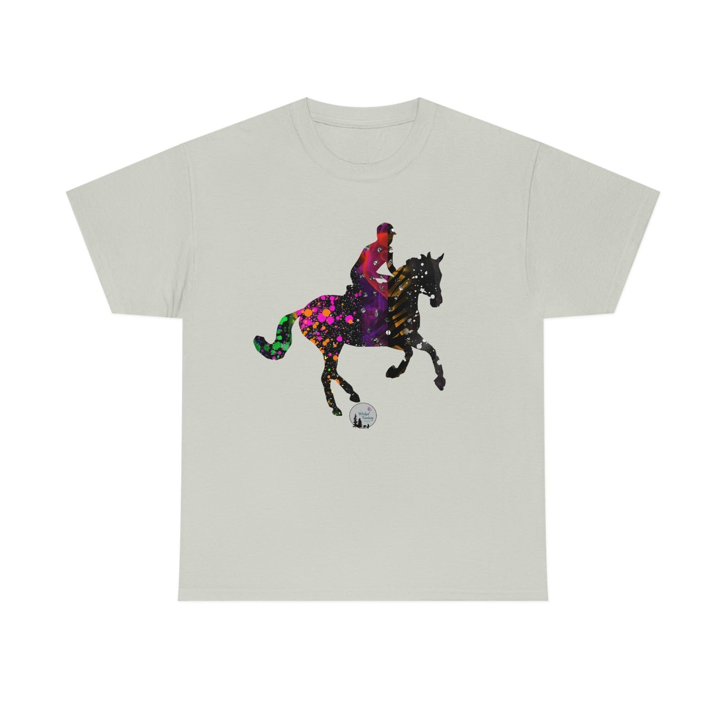 Neon Paint Splatter Eventing Horse Cross Country Horse English Edgy Cute Heavy Cotton Tee