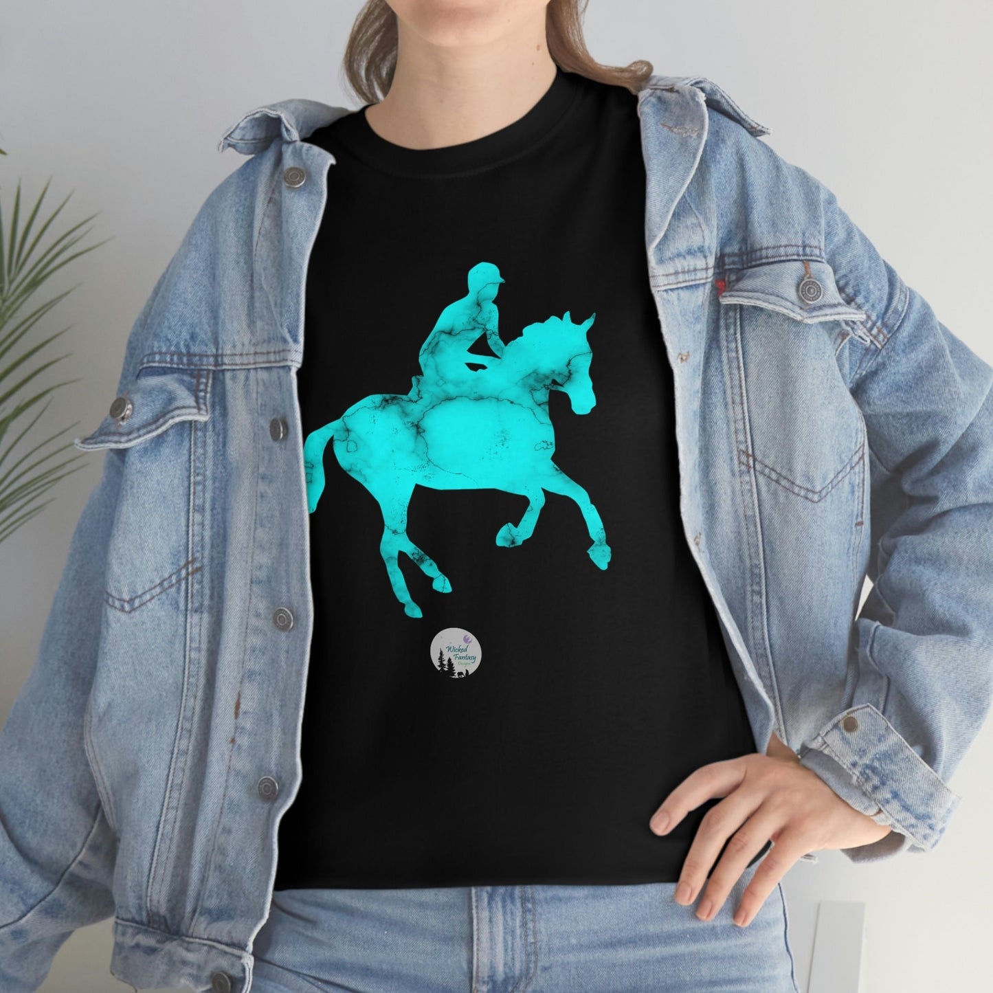 Turquoise Gemstone Eventing Horse Cross Country Horse English Edgy Cute Heavy Cotton Tee