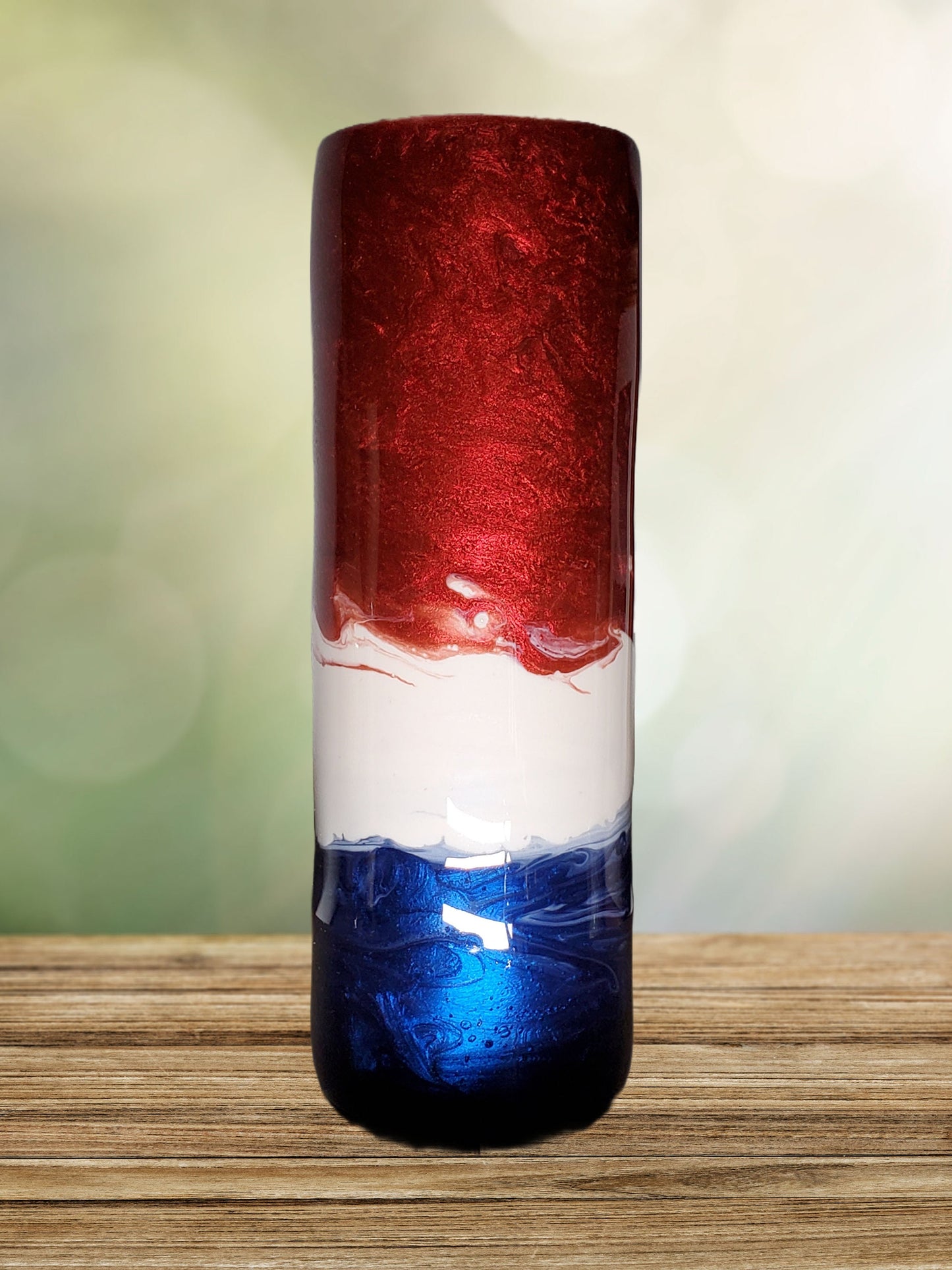 You Personalize it Patriotic Red White Blue Color Block Mica Powder Custom Personalized Epoxy Resin Tumbler