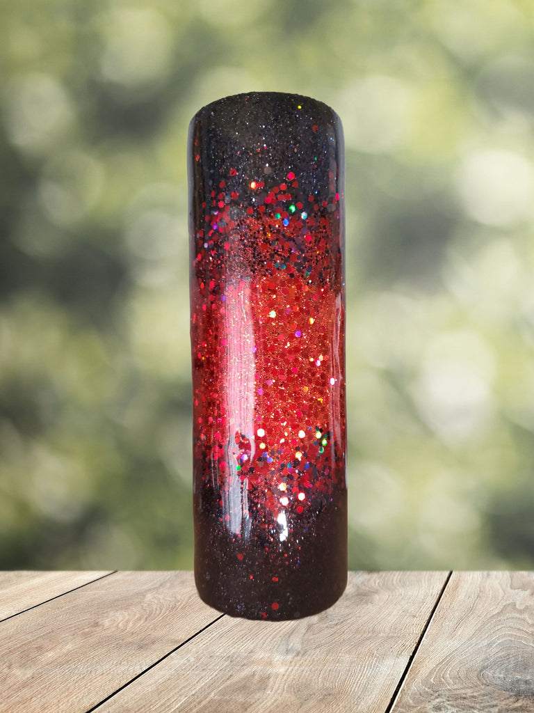 You Personalize Tumbler Red and Black Ombre Glitter Custom Personalized Tumbler Travel Mug