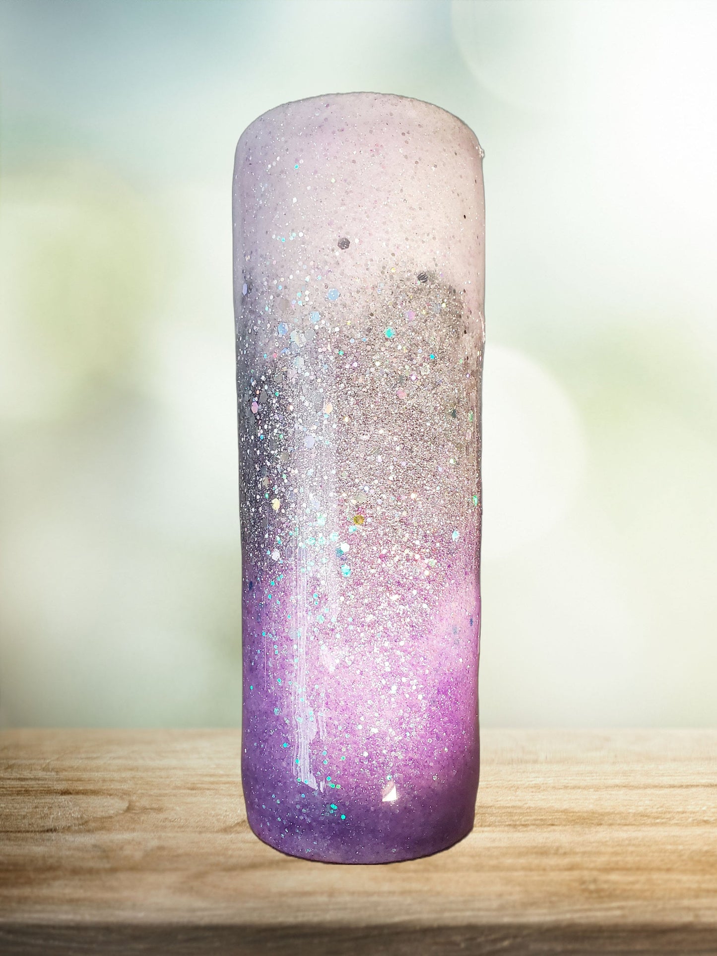 You Personalize Tumbler Lavender Silver White Crystal Ombre Glitter Custom Personalized Tumbler Travel Mug