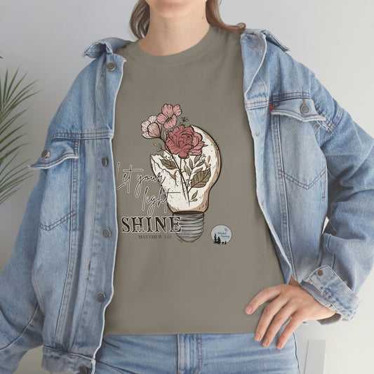 Let Your Light Shine Religious Cute Heavy Cotton Tee