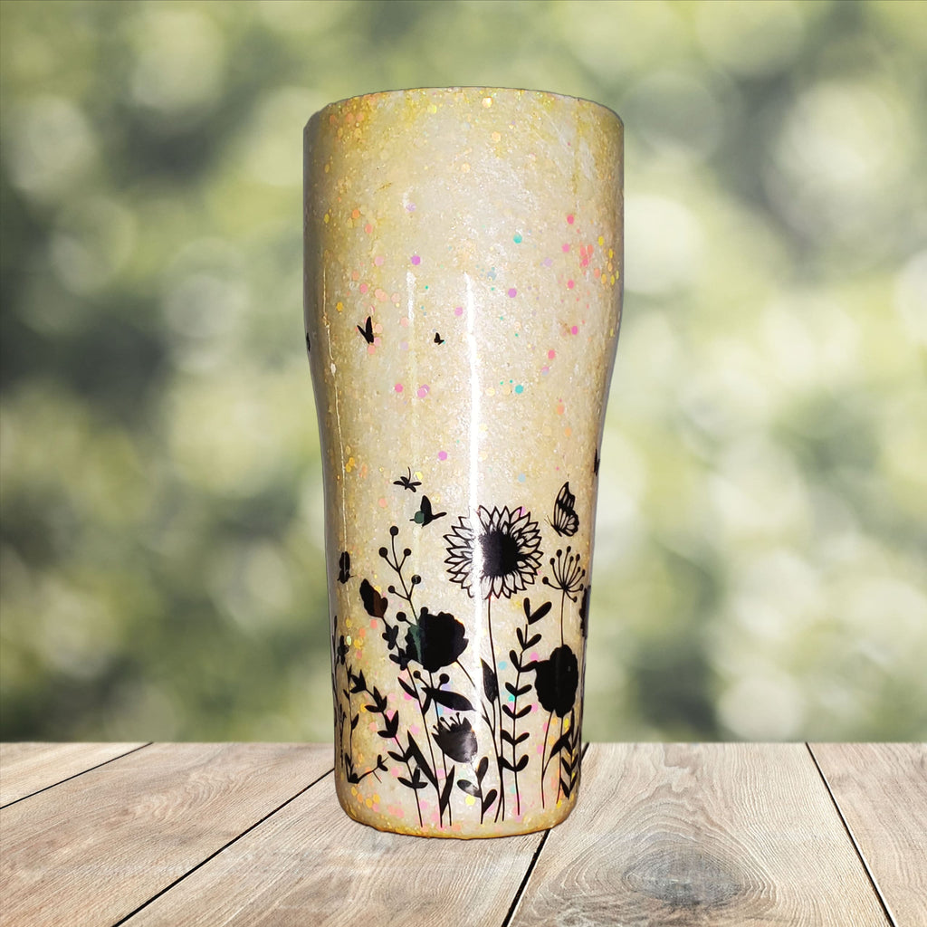 You Personalize it Pastel Floral Elegant Sunflower Poppy Wildflower Glitter Mica Powder Custom Personalized Epoxy Resin Tumbler