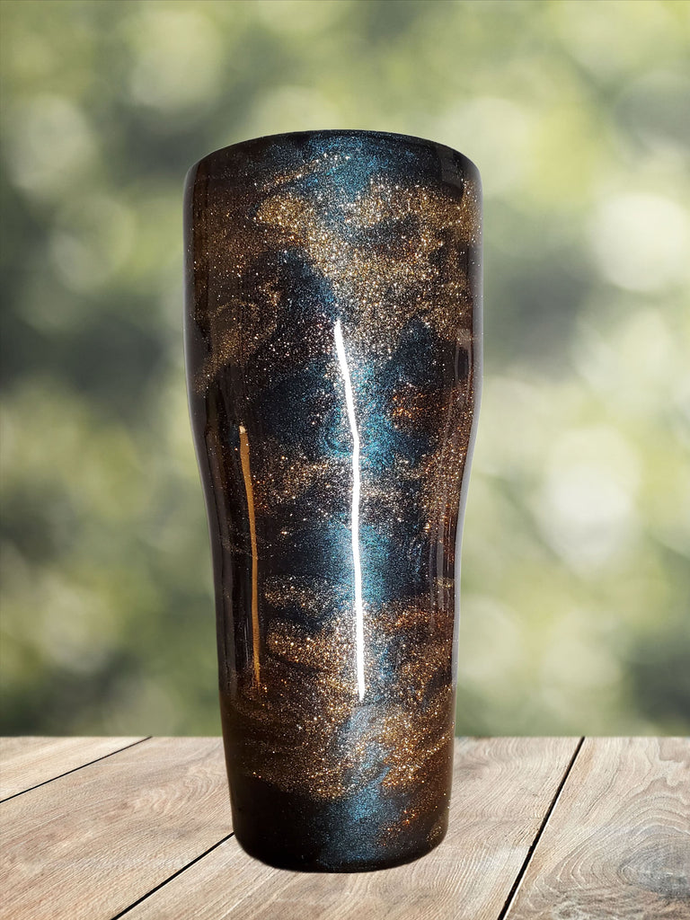 You Personalize it Color shift Teal Purple Copper Gold Mica Powder and Flake Swirls Custom Epoxy Resin Tumbler Multiple Sizes with Handle