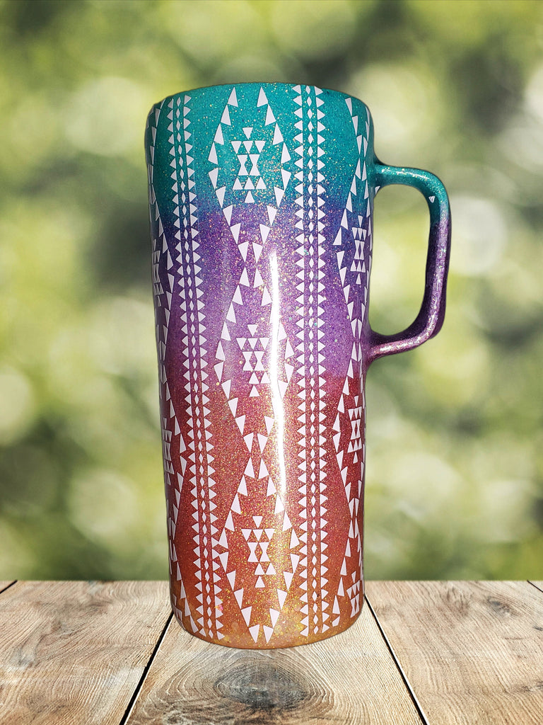 You Personalize Spill proof Pastel Navajo Sunset Sunrise Ombre Glitter Tumbler Iron Flask Custom Tumbler Travel Mug