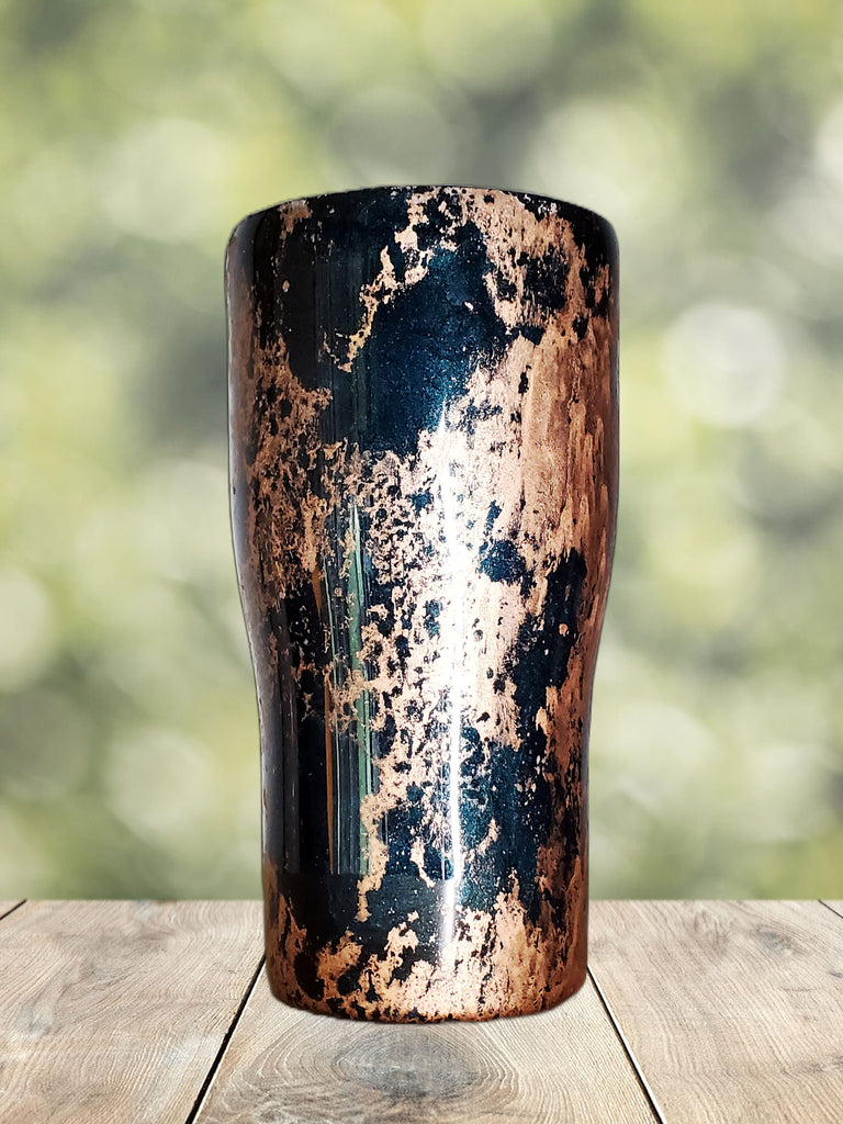 You Personalize it Rustic Copper Patina Swampland Teal Mica Powder Custom Epoxy Resin Tumbler Multiple Sizes with Handle