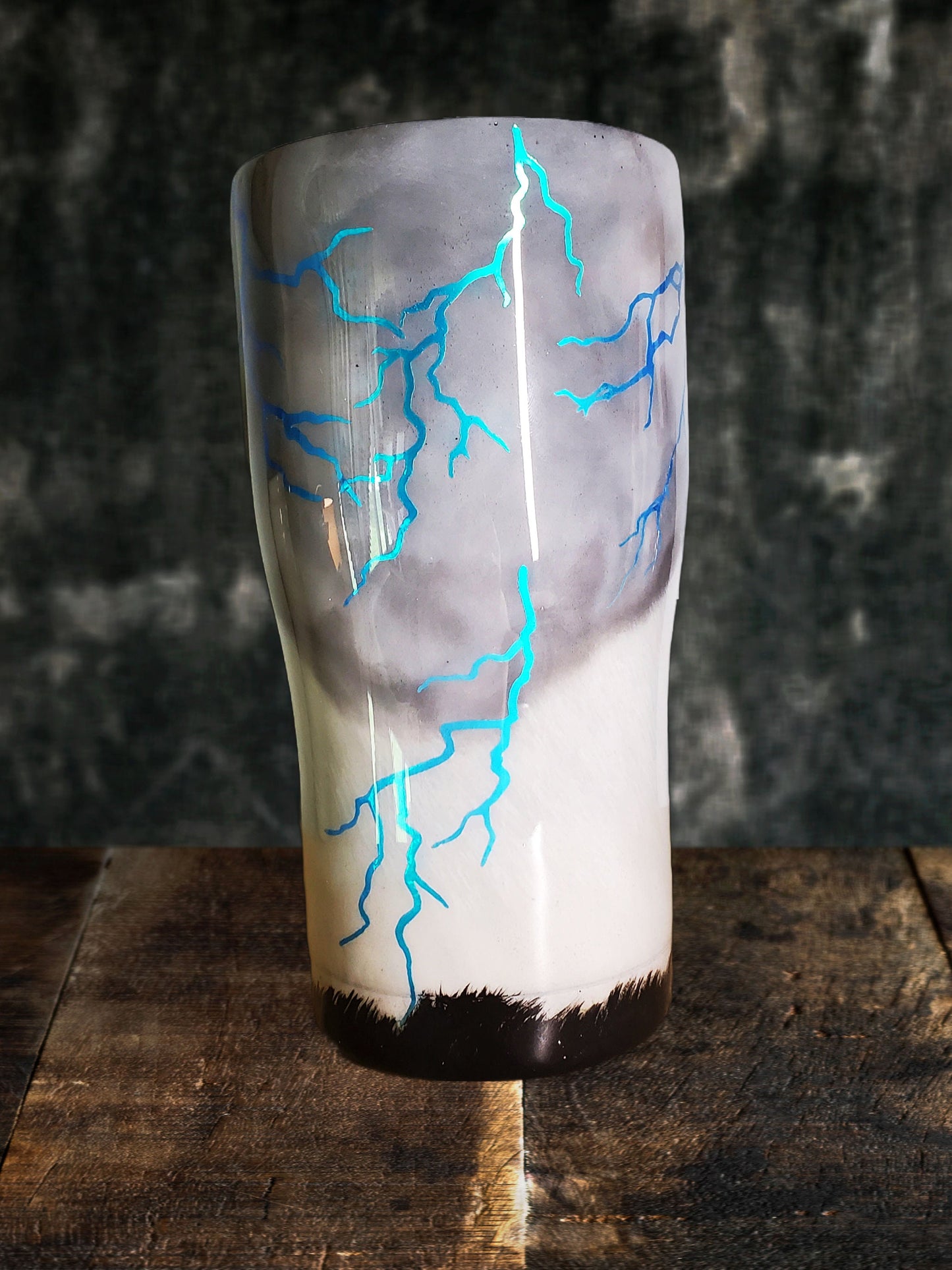 Hand Painted Thunderstorm Ranch Western Cowboy with calf and Horse Custom Epoxy Resin Tumbler