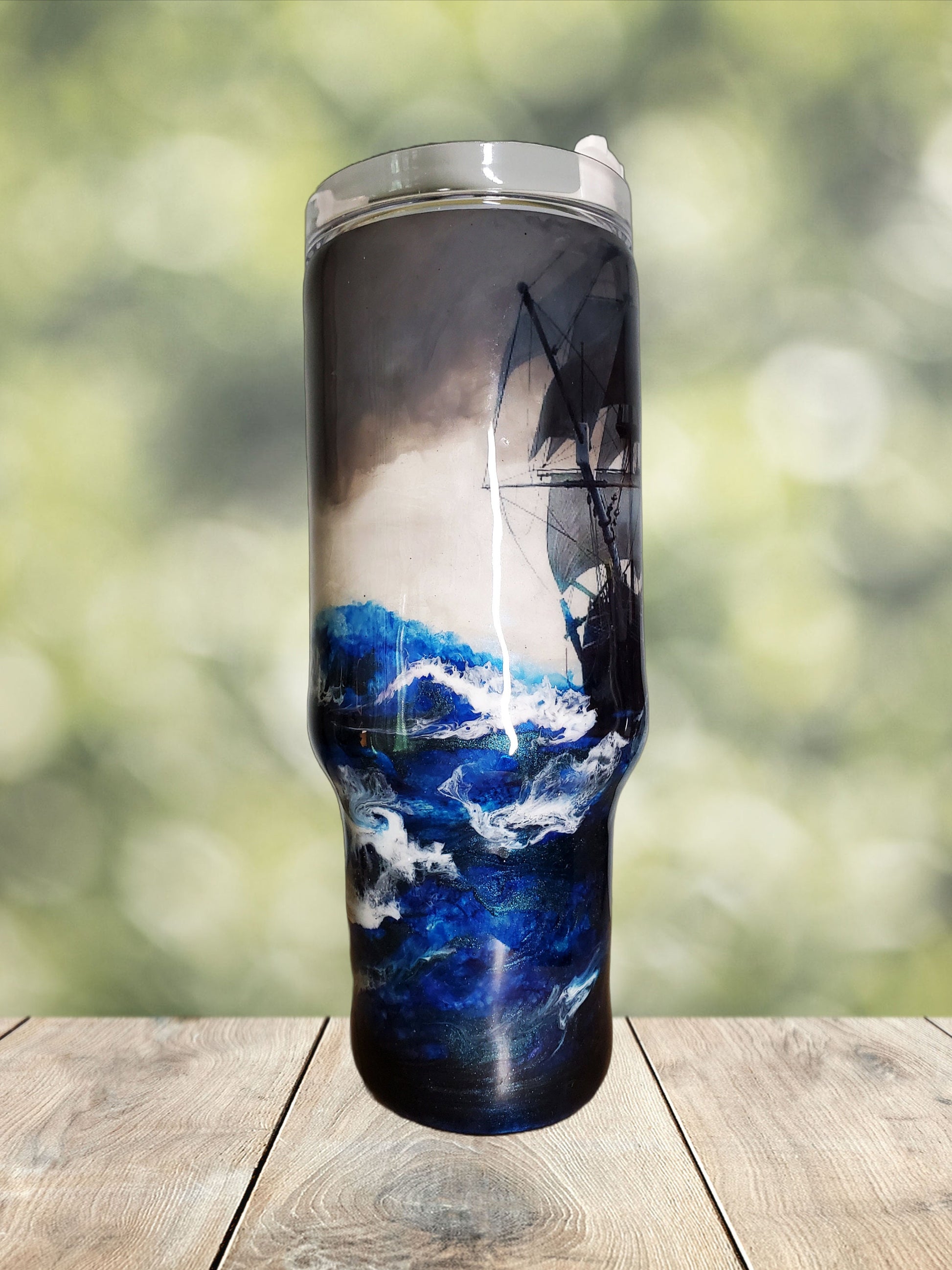 Pirate Ship Stormy Ocean Sailing Ship Personalized Epoxy Resin Tumbler –  Wicked Fantasy Designs
