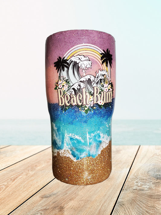 Beach Bum Pastel Beach Glitter Tumbler