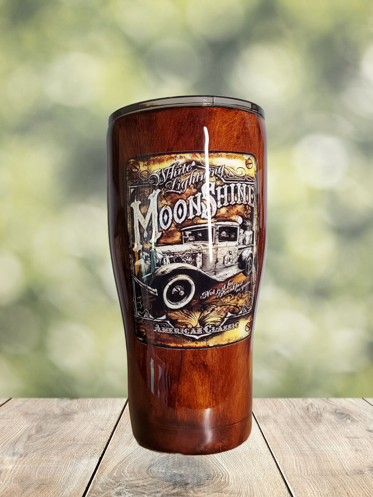 You Personalize Woodgrain Moonshine Rustic Truck Tumbler Iron Flask Stanley Yeti Custom Tumbler Travel Mug