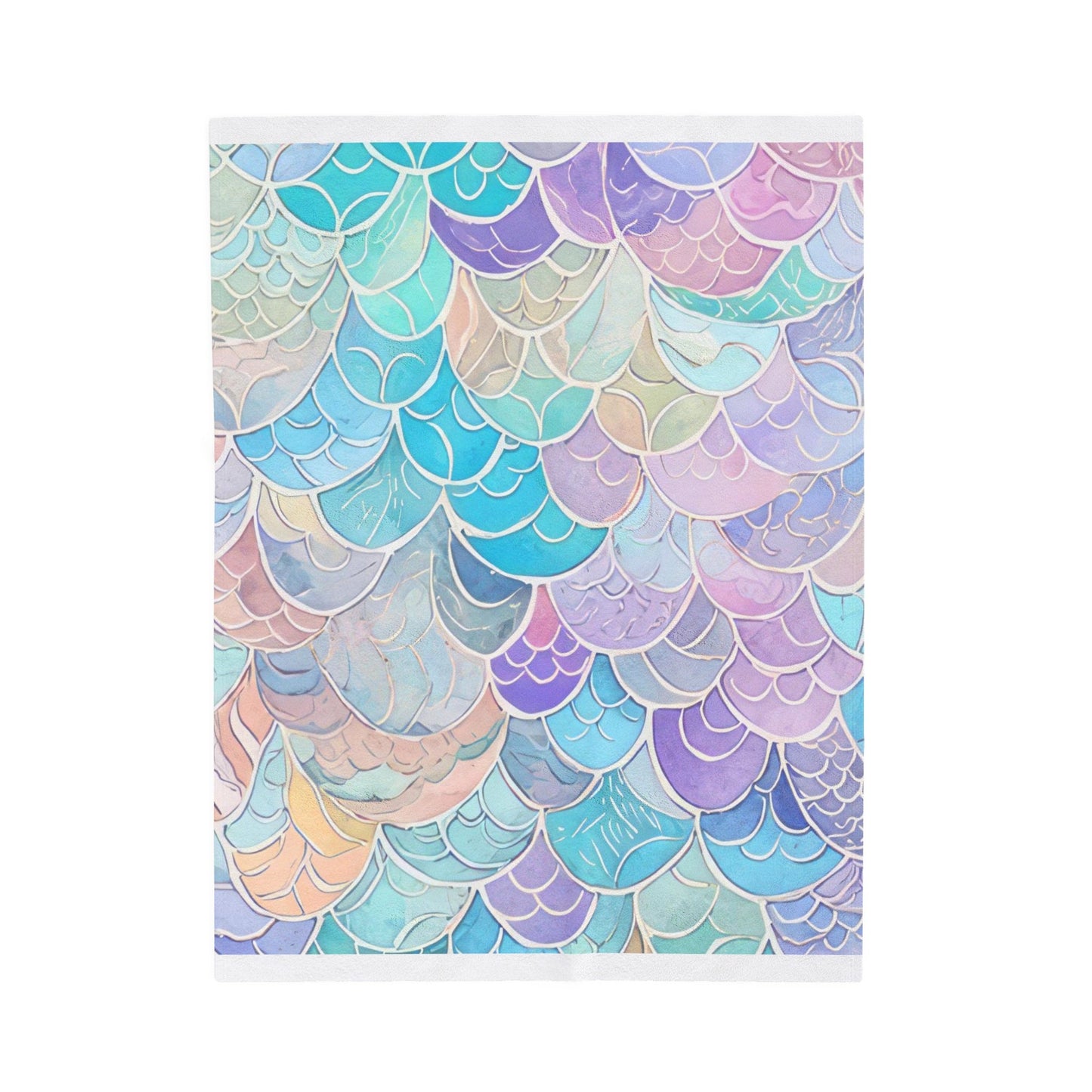 Pastel Mermaid Scales Fairy Plush Blanket