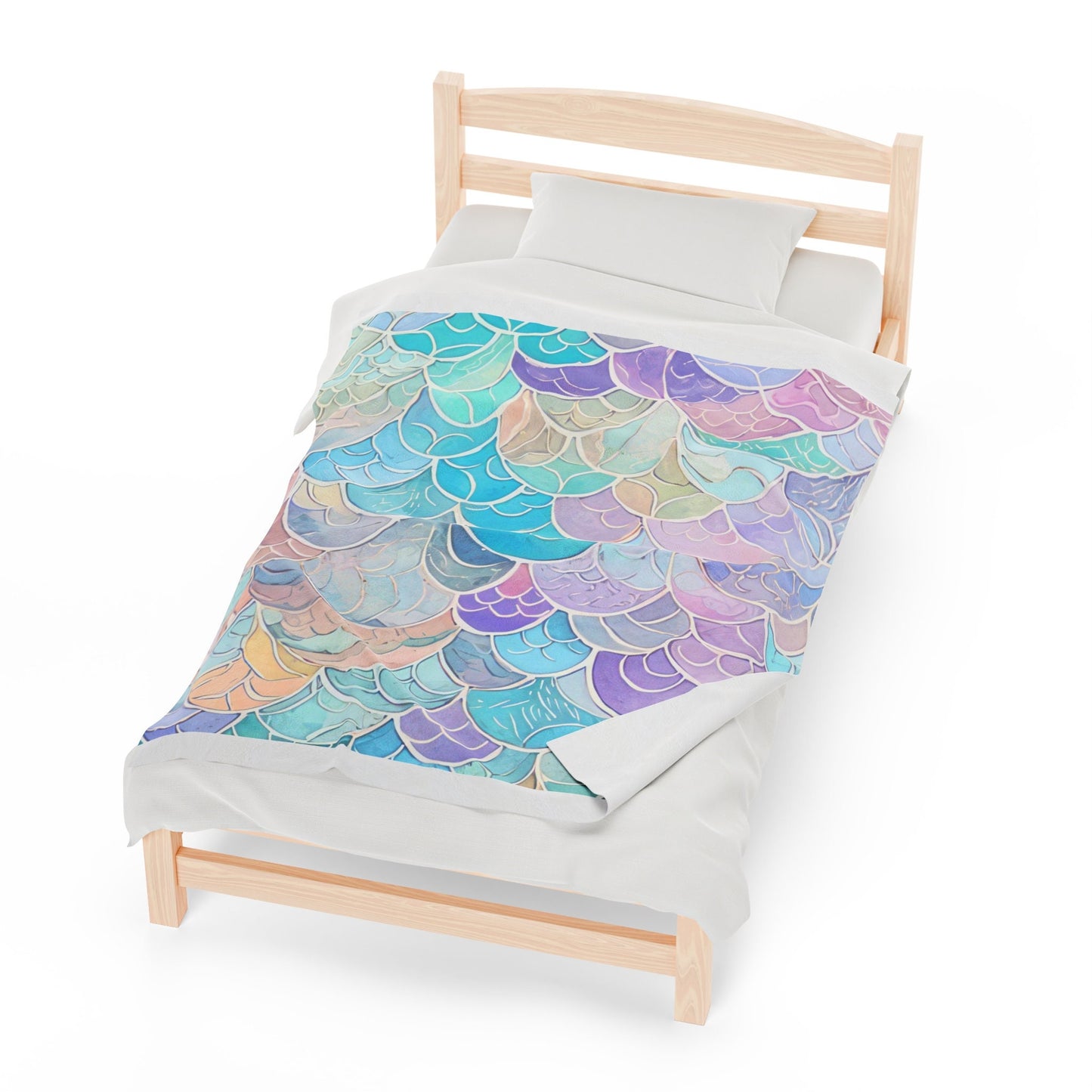 Pastel Mermaid Scales Fairy Plush Blanket