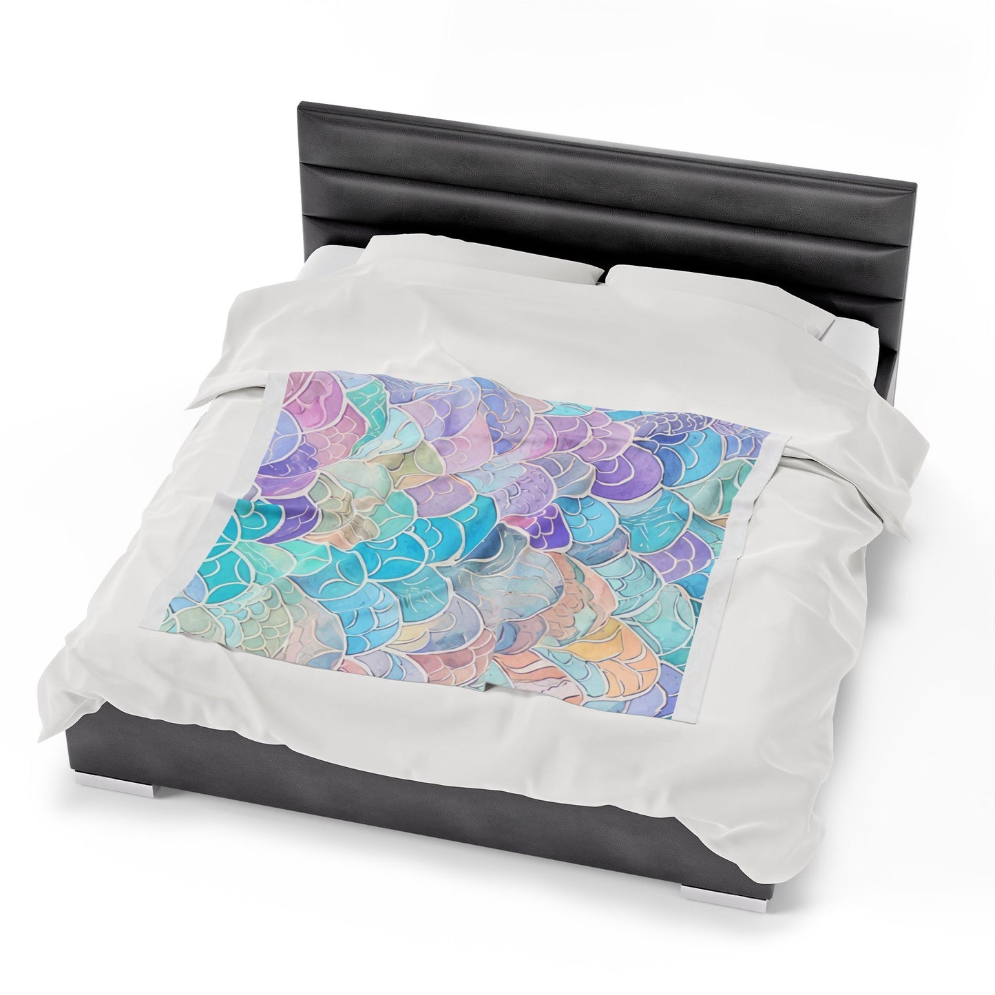 Pastel Mermaid Scales Fairy Plush Blanket