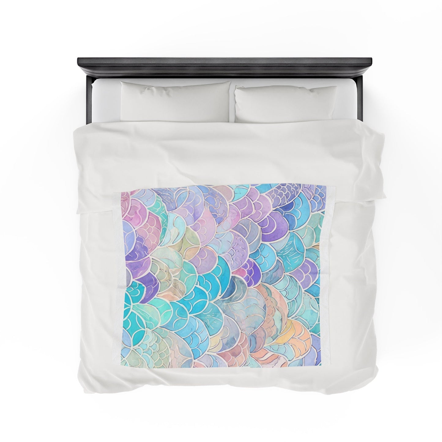 Pastel Mermaid Scales Fairy Plush Blanket