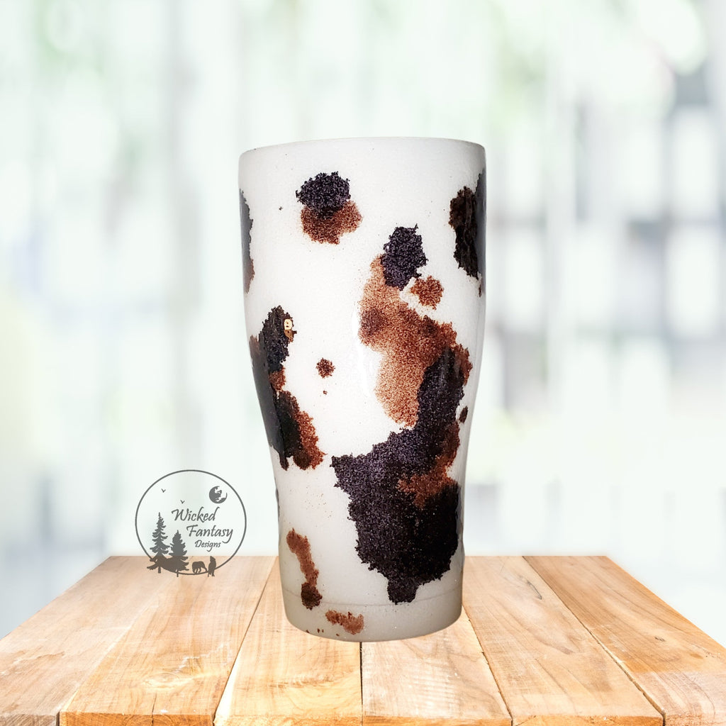 You Personalize Cow Hide Cow Print Glitter Epoxy Tumbler Iron Flask Bru Mate Yeti Stanley Multiple Sizes Custom Tumbler