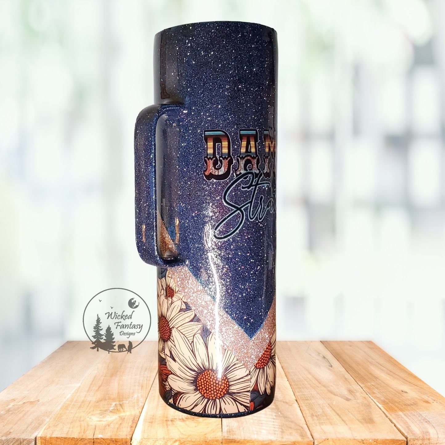 You Personalize Country Western Sunflower Daisy V-Split Glitter Epoxy Tumbler Iron Flask Bru Mate Yeti Stanley Multiple Sizes Custom Tumbler