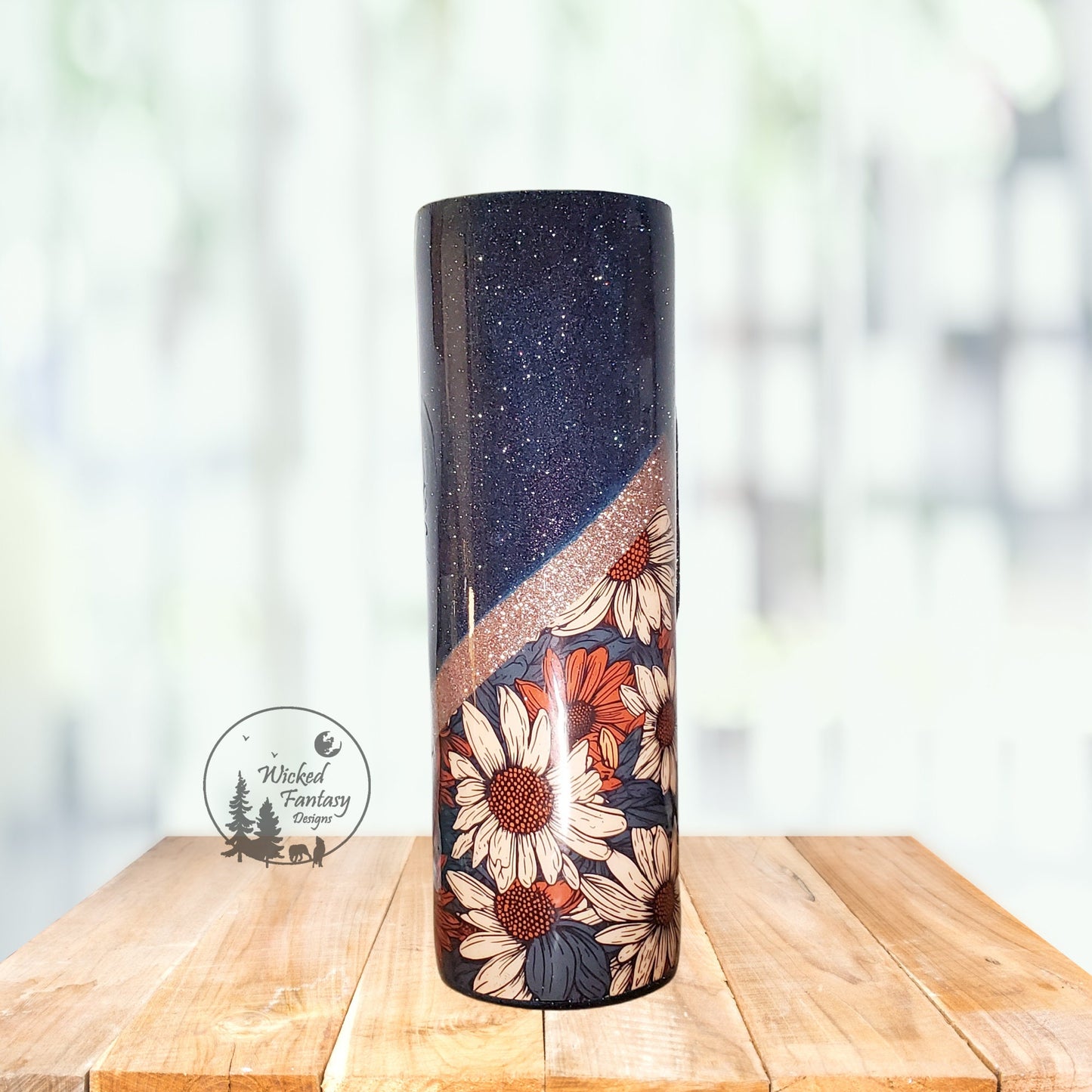 You Personalize Country Western Sunflower Daisy V-Split Glitter Epoxy Tumbler Iron Flask Bru Mate Yeti Stanley Multiple Sizes Custom Tumbler