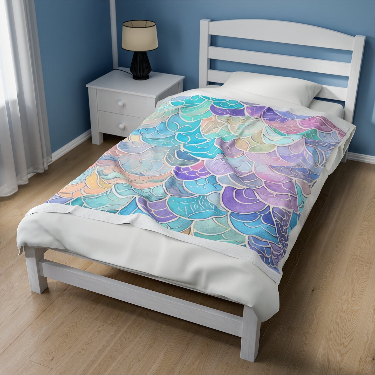 Pastel Mermaid Scales Fairy Plush Blanket