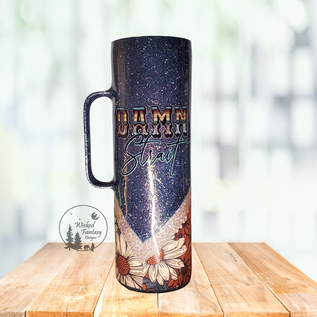 You Personalize Country Western Sunflower Daisy V-Split Glitter Epoxy Tumbler Iron Flask Bru Mate Yeti Stanley Multiple Sizes Custom Tumbler