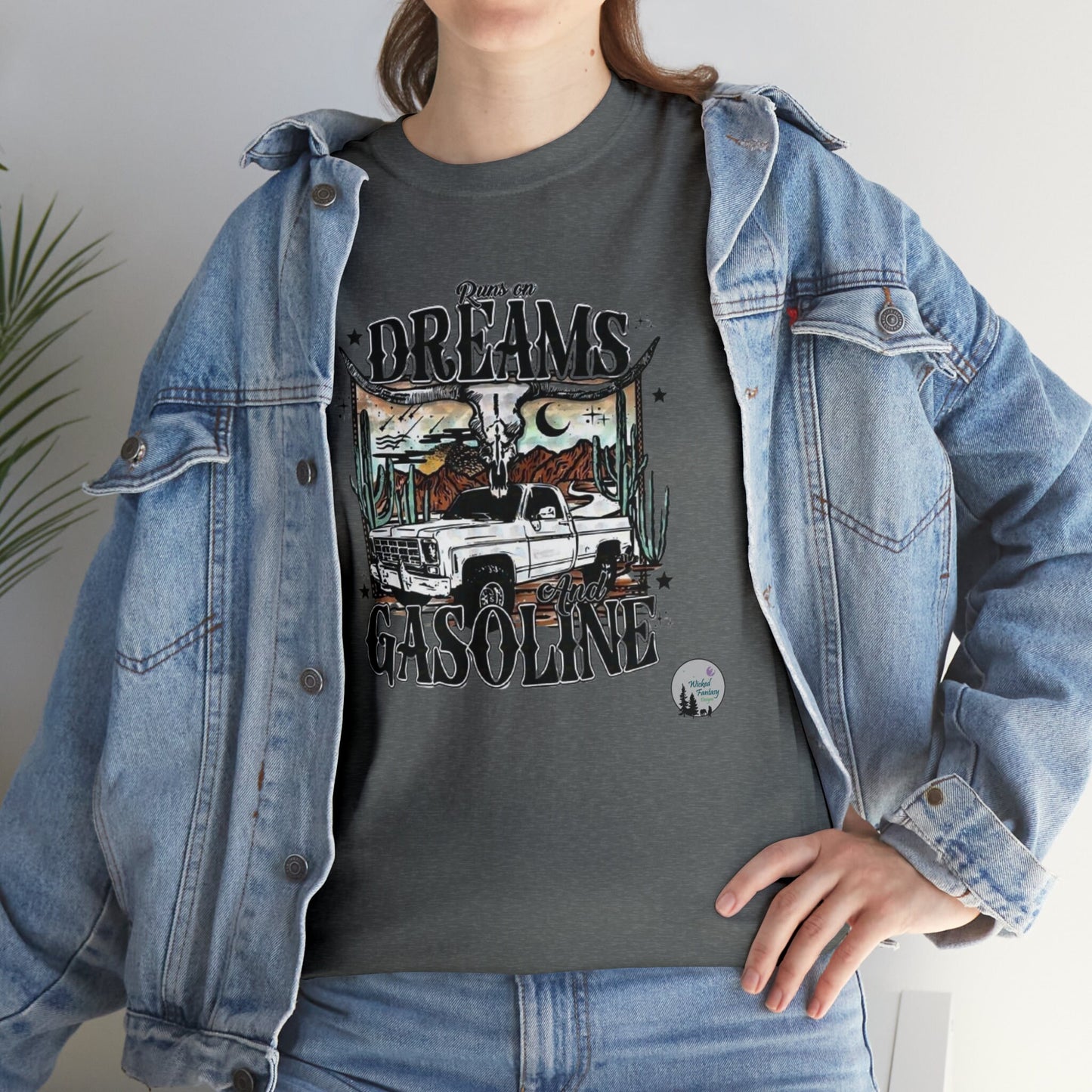 Running On Dreams and Gasoline Country Heavy Cotton Tee