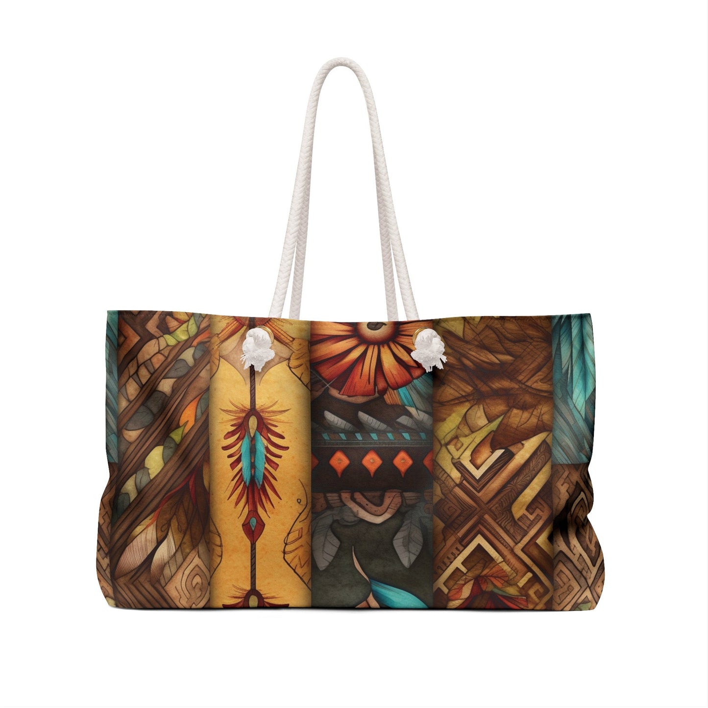 Boho Feather Sunflower Vintage Weekender Bag