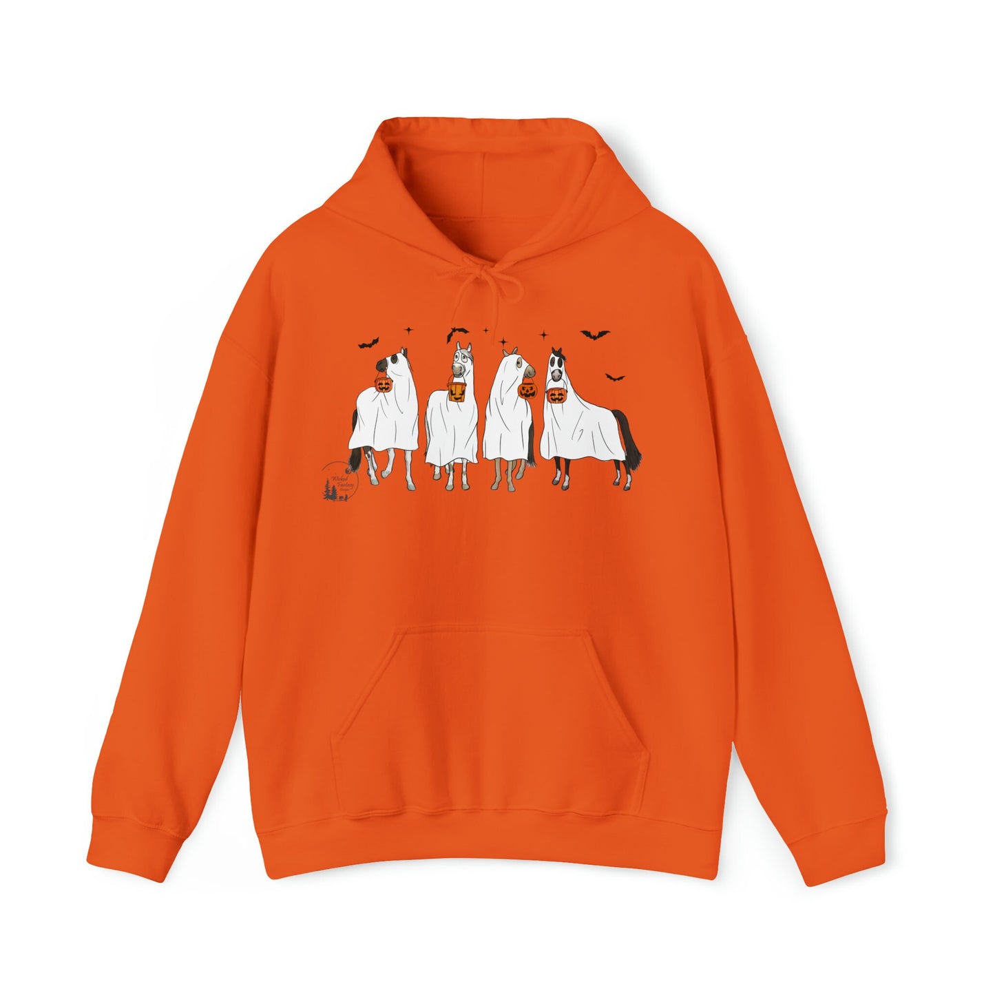 Ghost Horses Halloween Trick or Treat Cartoon Unisex Heavy Blend™ Hooded Sweatshirt