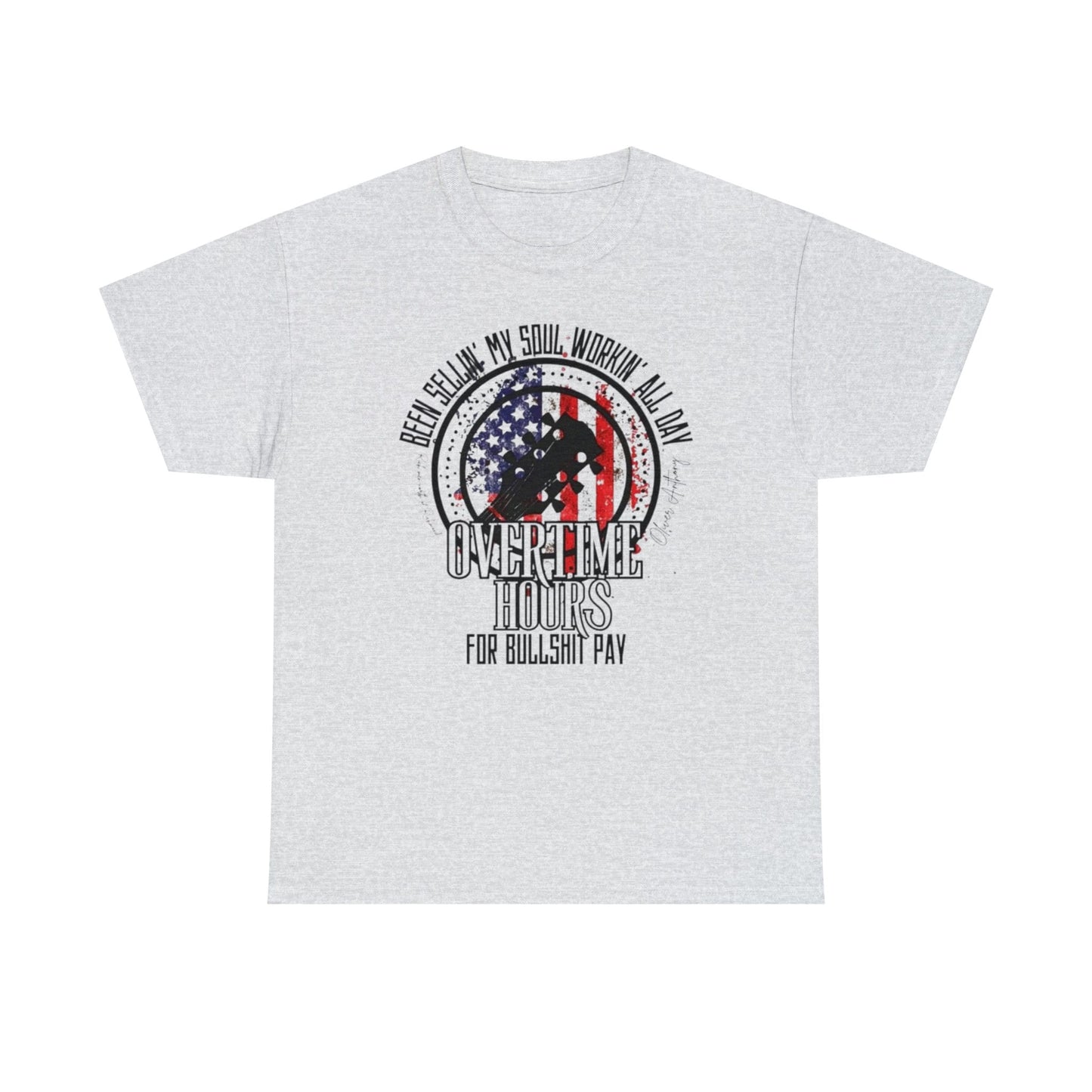 Selling my Soul Overtime Rich Man Americam Flag Heavy Cotton Tee