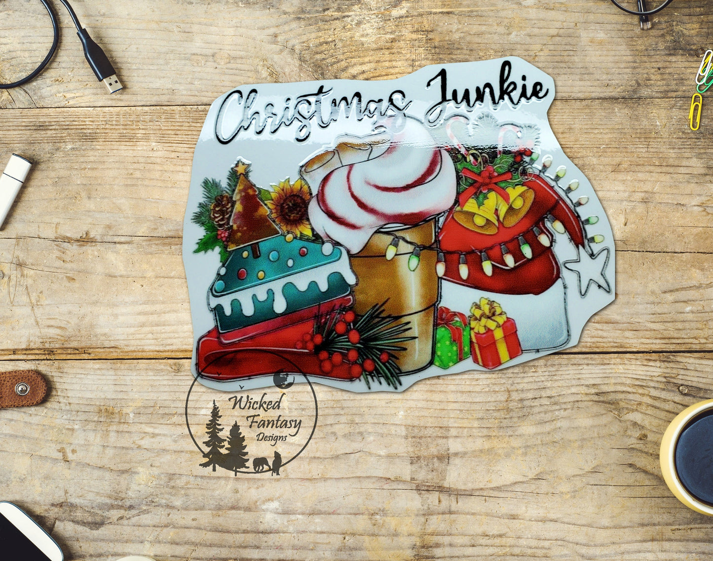 UVDTF Decal Christmas Junkie Holiday Sticker Decal 1pc