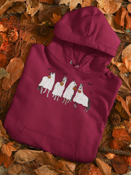Ghost Horses Halloween Trick or Treat Cartoon Unisex Heavy Blend™ Hooded Sweatshirt