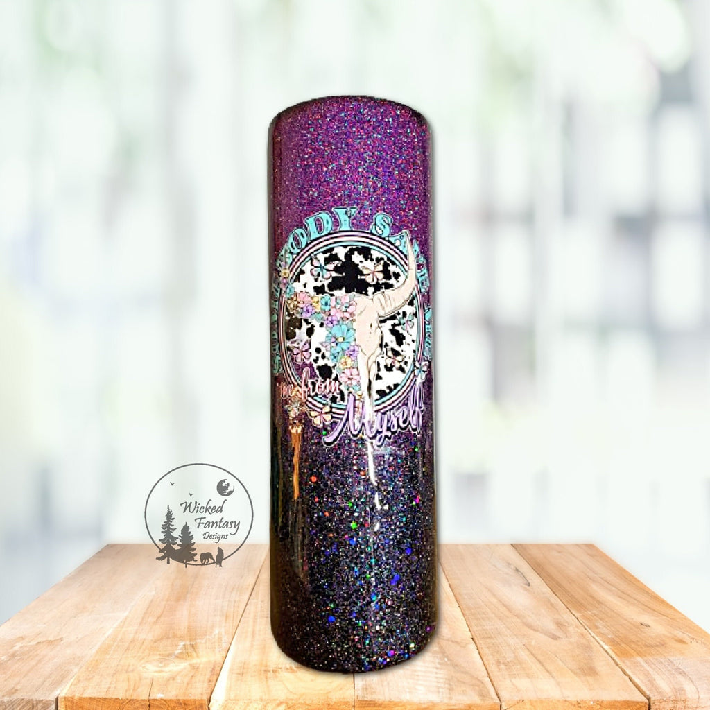 You Personalize Somebody Save Me Western Cowhide Epoxy Glitter Tumbler Multiple Sizes