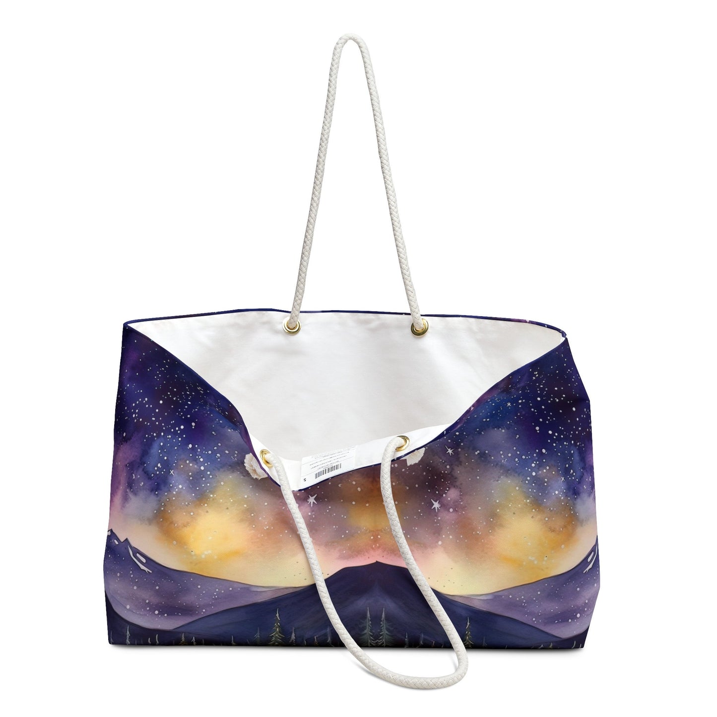 Snowy Mountain Night Sky Galaxy Weekender Bag