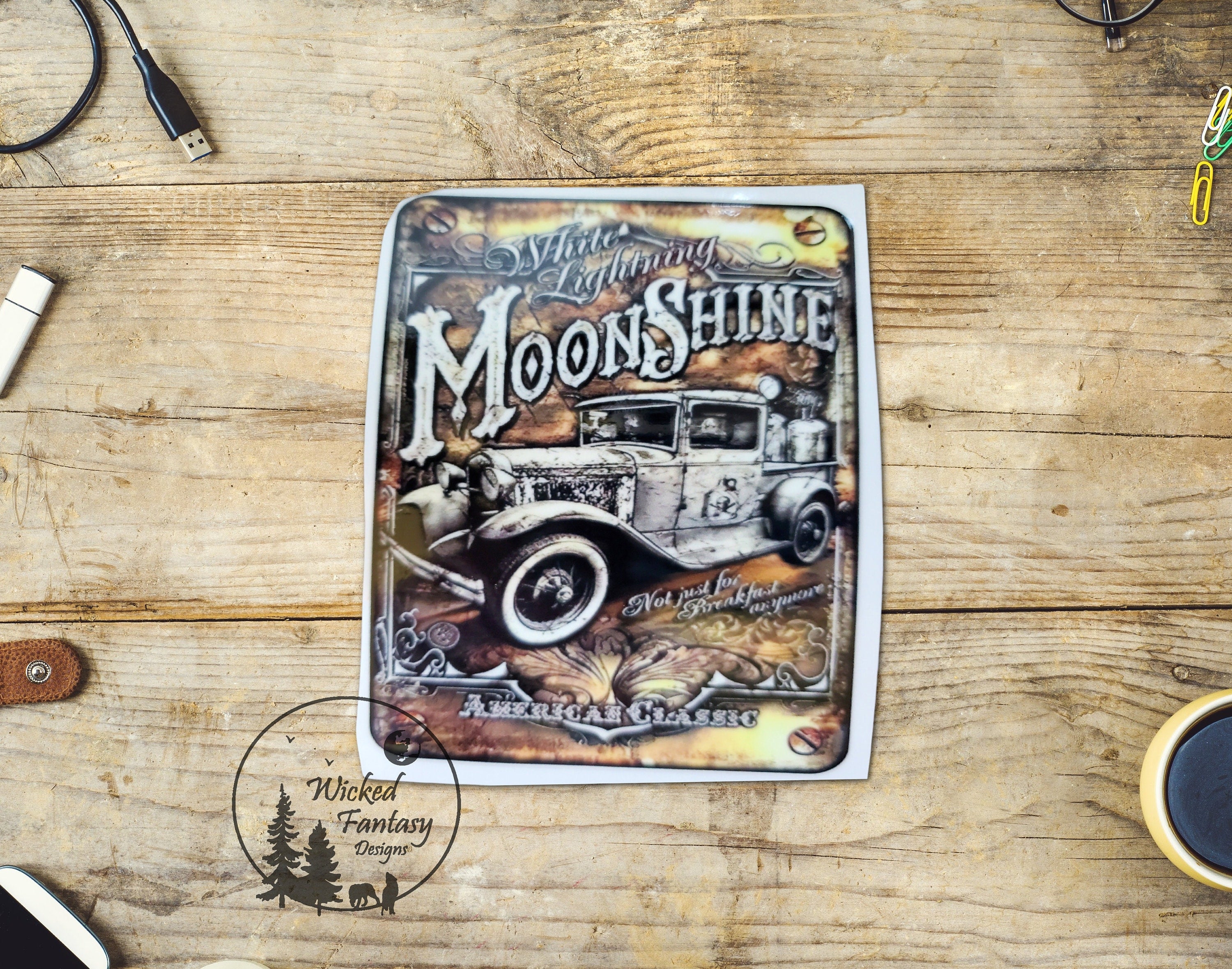 UVDTF Decal Rustic Moonshine White Lightning American Classic Sign Tra ...