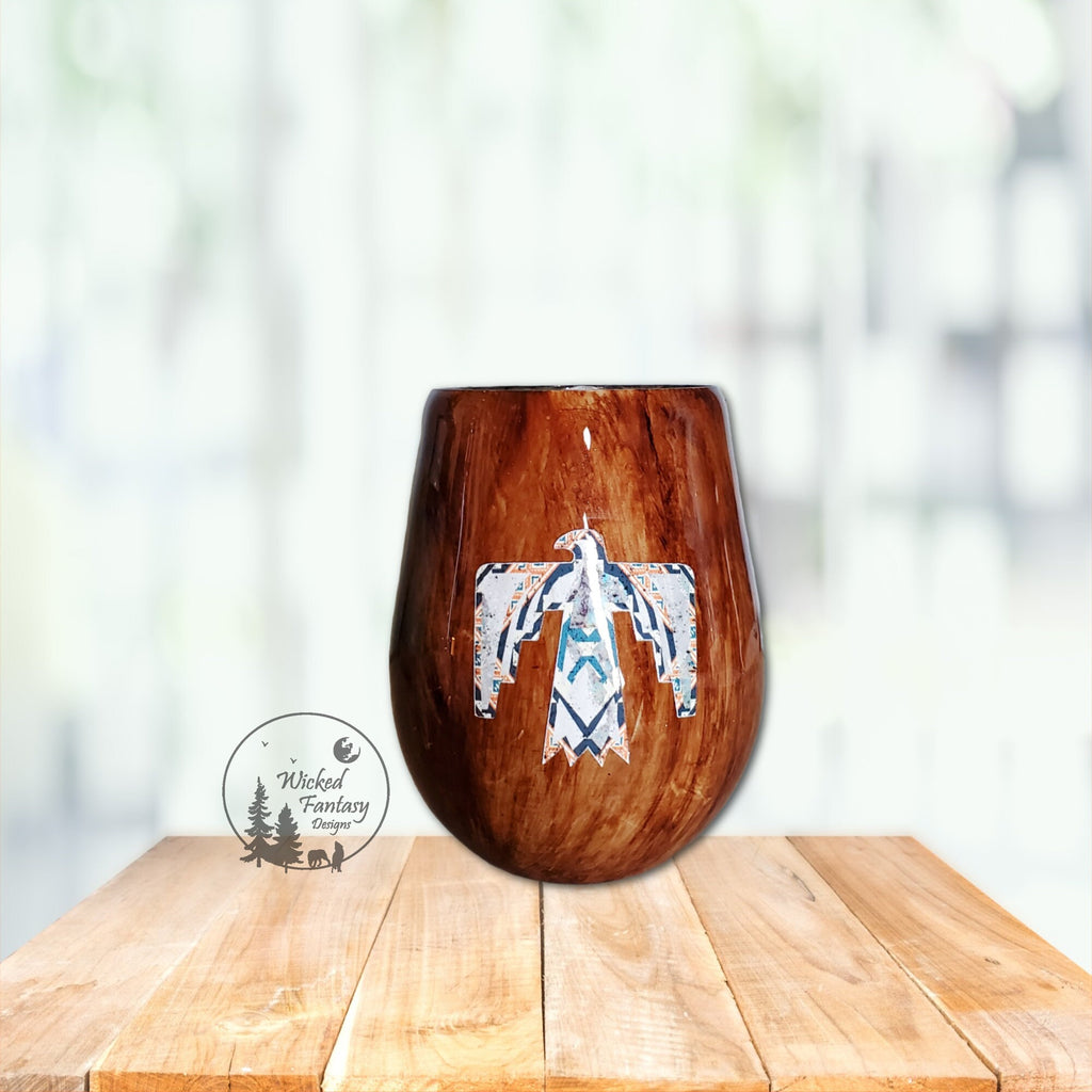 You Personalize Native Serape Thunderbird Western Woodgrain Tumbler