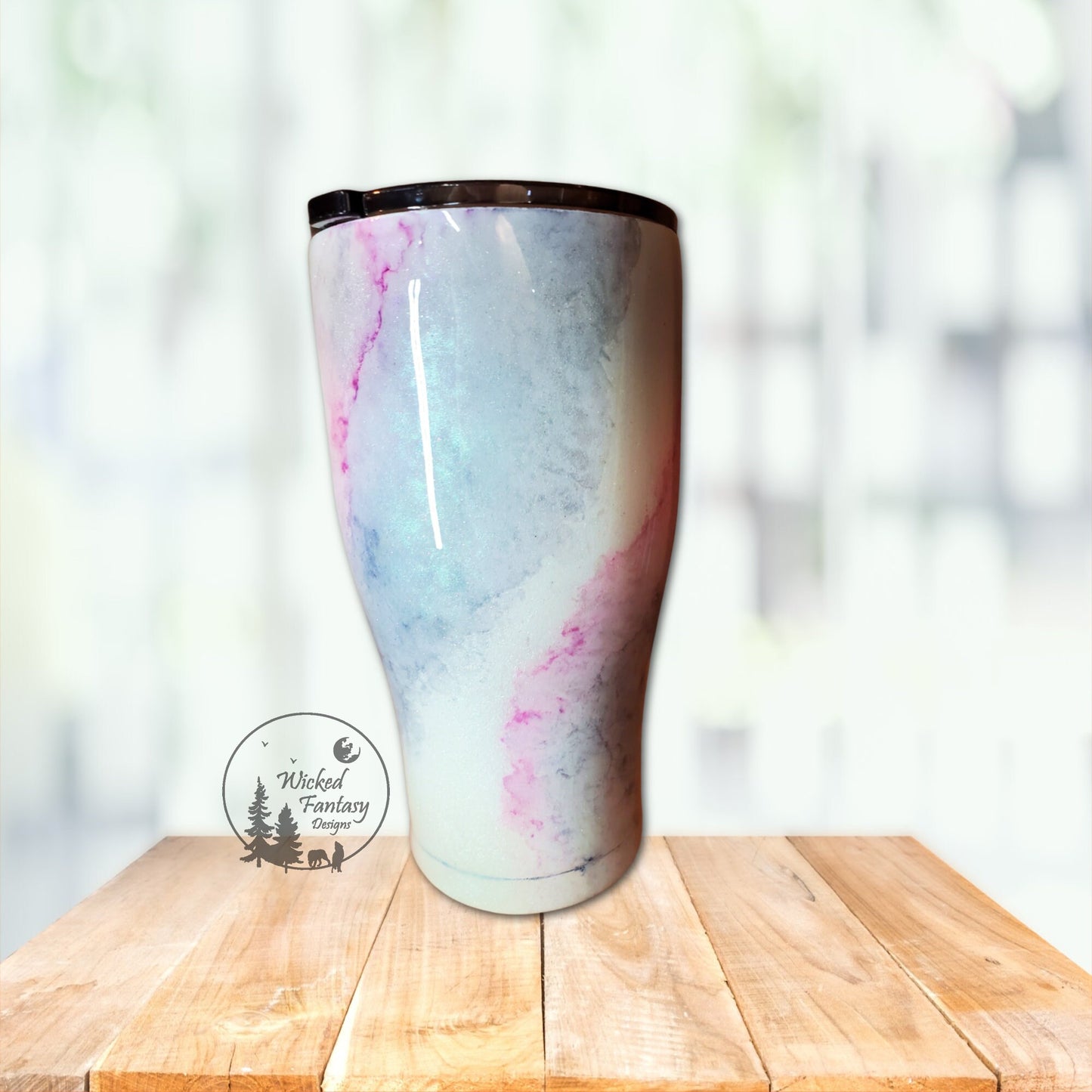 Ready to Ship Never Stop Chasing Your Dreams Opal Iridescent Glitter Epoxy Tumbler 30oz Curve