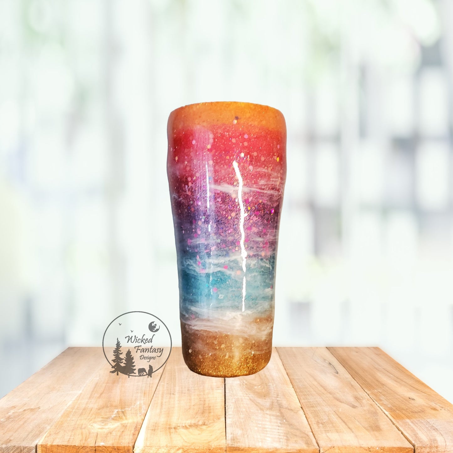 You Personalize Sunset Beach Custom Glitter Tumbler Travel Mug with Handle