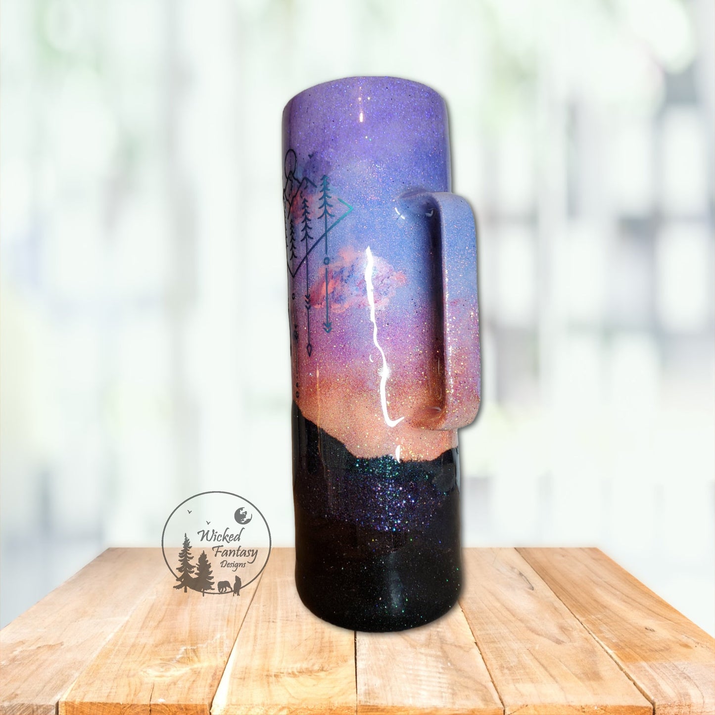 You Personalize Boho Into the Forest I go To Loose My Mind Mountain Sunrise Glitter Tumbler