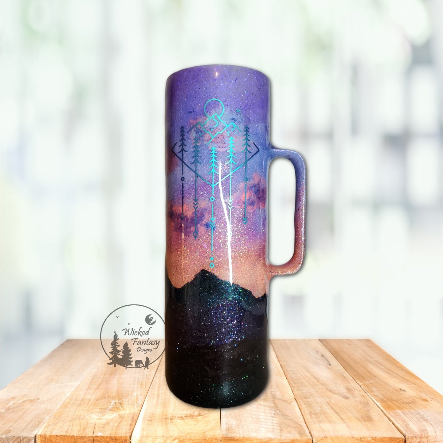 You Personalize Boho Into the Forest I go To Loose My Mind Mountain Sunrise Glitter Tumbler