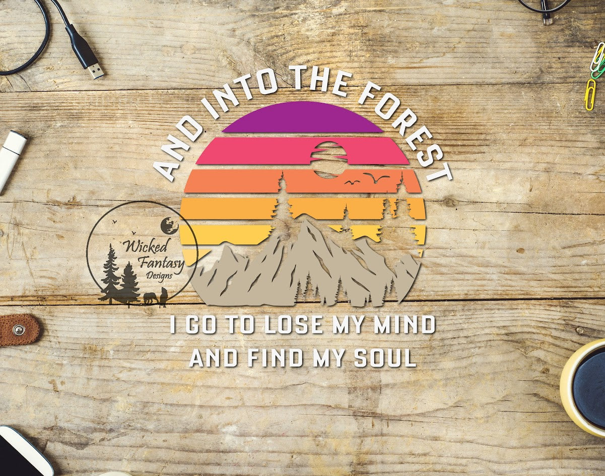 UVDTF Decal And Into the Forest I go to Lose my Mind and Find my Soul Sunset Mountains and Forest 1pc