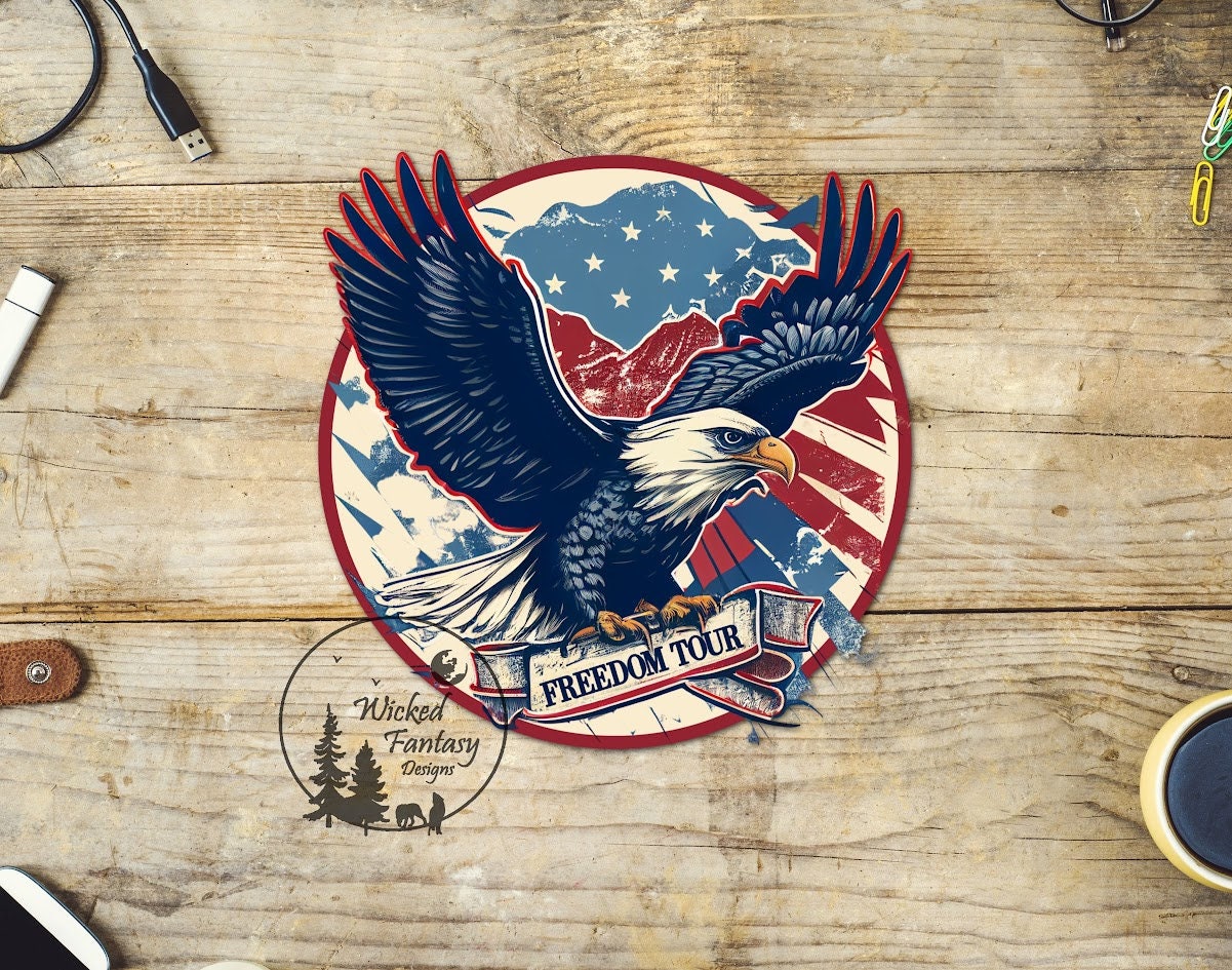 UVDTF Decal Freedom Tour American Bald Eagle 1pc