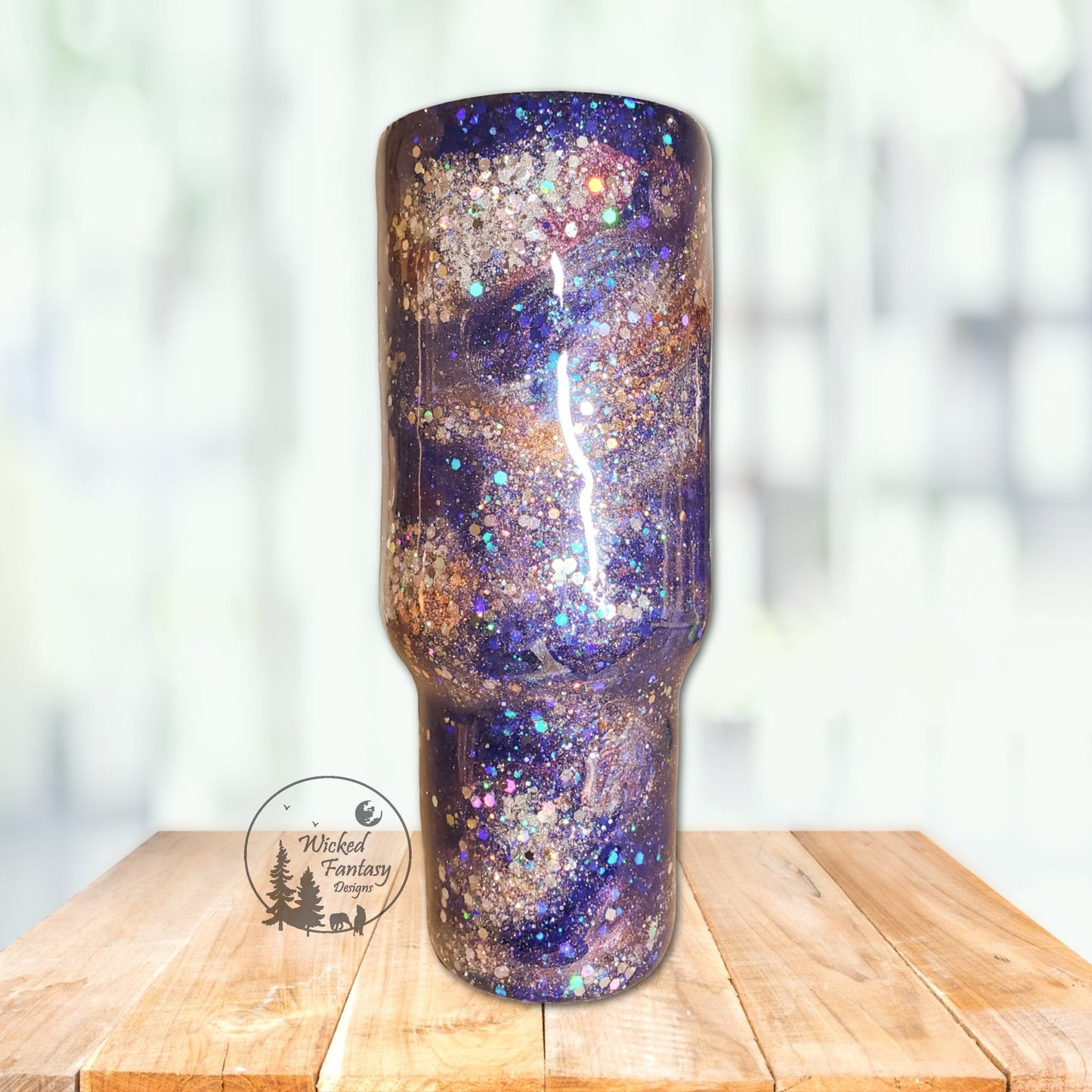 Glitter and Mica Swirls Galaxy Blue Rose Gold Silver Glitter Tumbler multiple Sizes