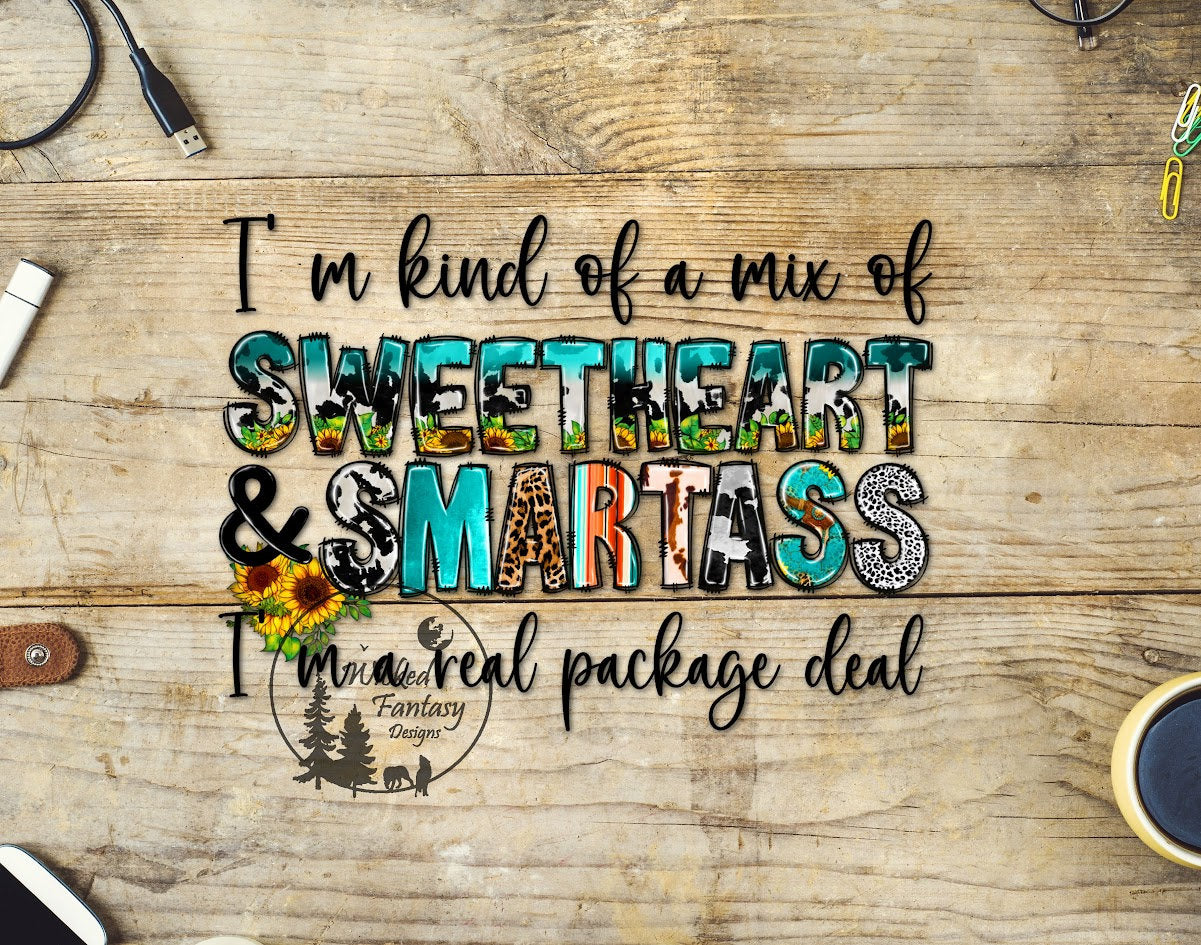 UVDTF Decal I'm Kind of a Mix of Sweetheart sunflower cowhide Sticker 1pc