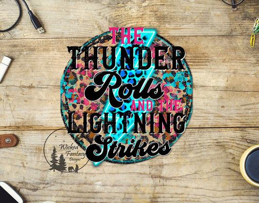 UVDTF Decal The Thunder Rolls And The Lightning Strikes Leopard Print 1pc