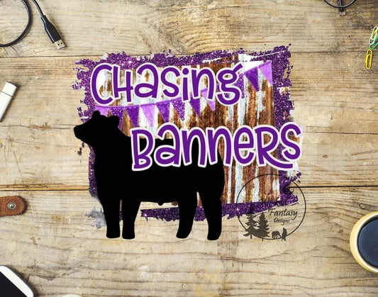 UVDTF Decal Chasing Banners Stock Show Silhouette Show Cattle 1pc