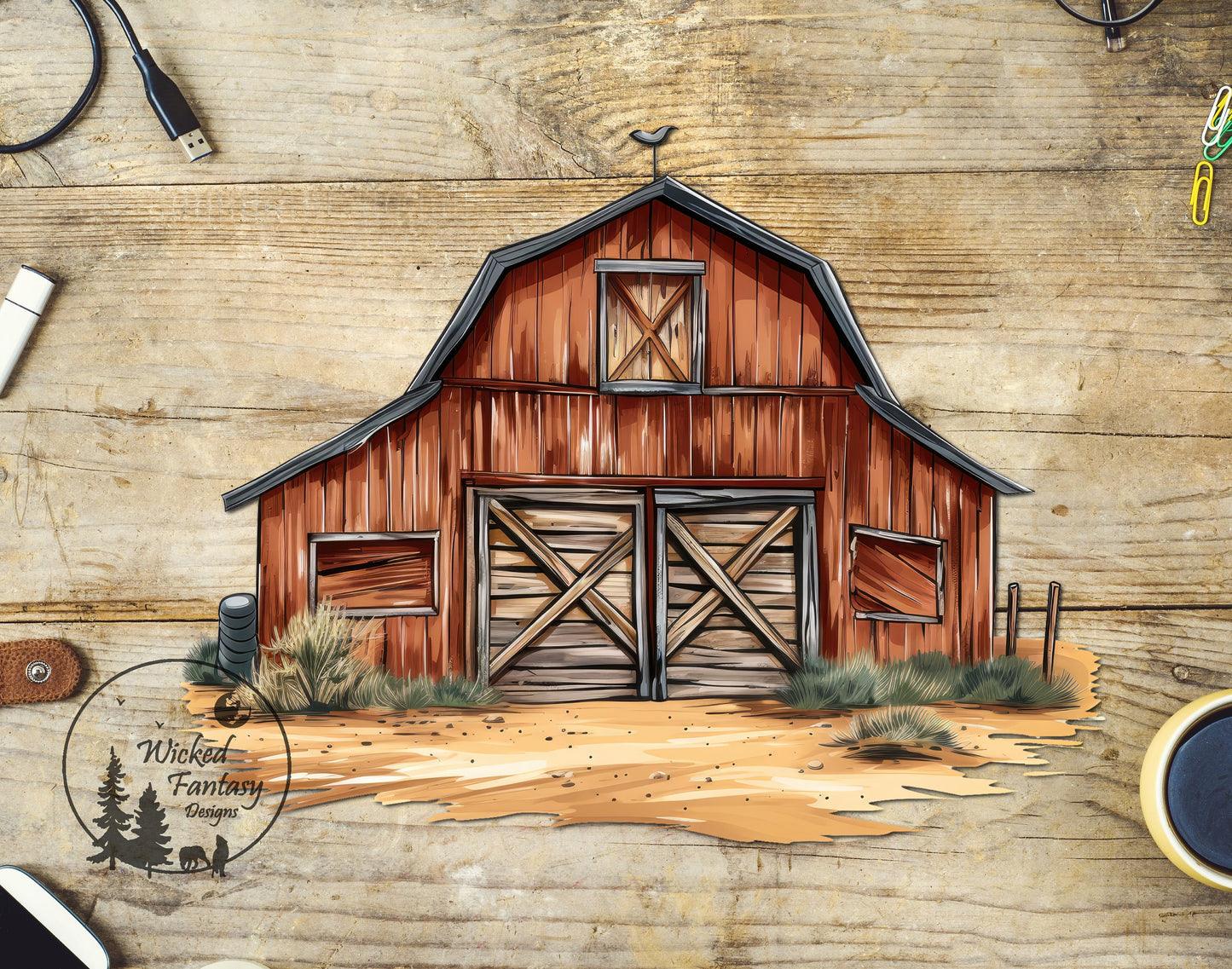 UVDTF Decal Old Red Barn Vintage Rustic 1pc