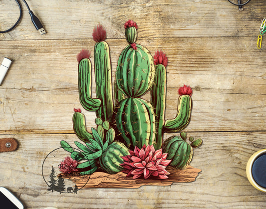 UVDTF Decal Southwestern Cactus Western Transparent Background sticker 1pc