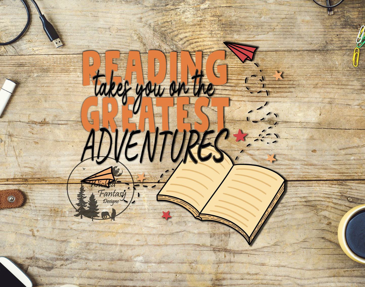 UVDTF Decal Reading Takes You on the Greatest Adventures Book 1pc