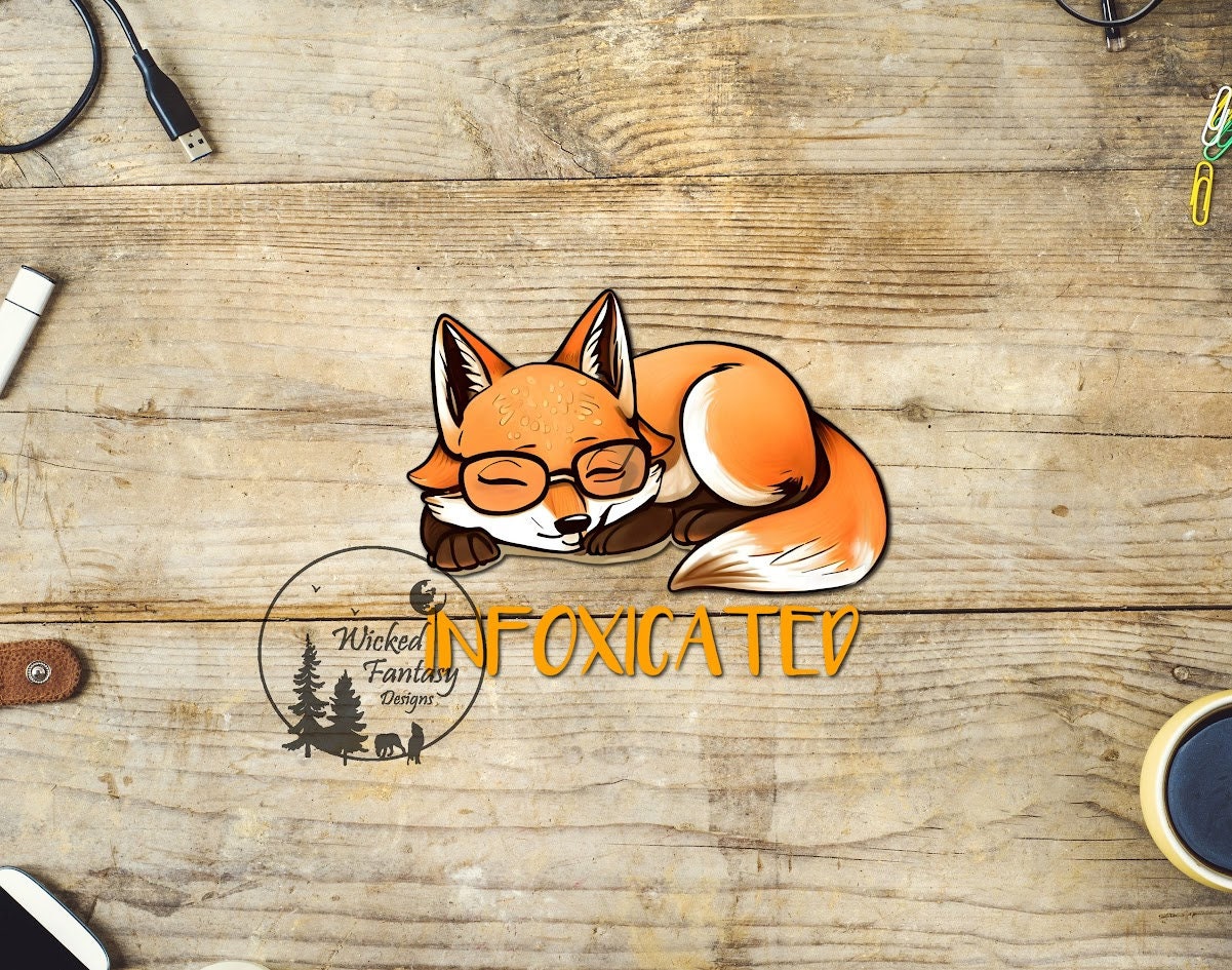 UVDTF Decal Infoxicate Fox with Glasses 1pc