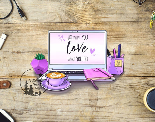 UVDTF Decal Do What You Love What You do Think Positive Laptop Pink Journal 1pc